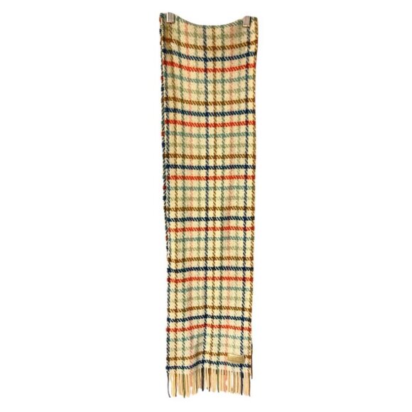 COACH Wool Cashmere Check Pattern Neck Muffler Scarf Self Fringed 9.5" x 65" - Picture 6 of 10